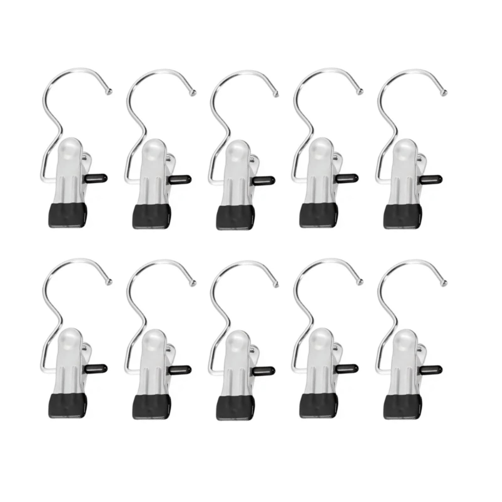 10Pcs 4.5 inch Silver Clothes Pins, Hangers with Clips, Stainless Steel Hange...