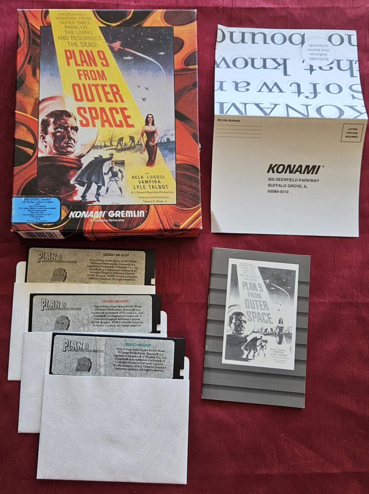 Plan 9 From Outer Space Floppy Discs PC Video Game Konami 1992 Vintage RARE!💻💿