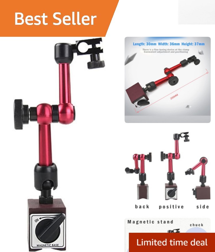 Red Adjustable Magnetic Base Holder for Dial Indicator - Precision & Stability