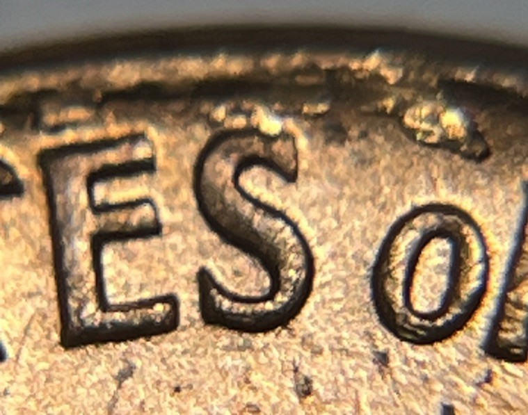 1967 Penny Errors Strike Through Copper Shavings Reverse Uncirculated