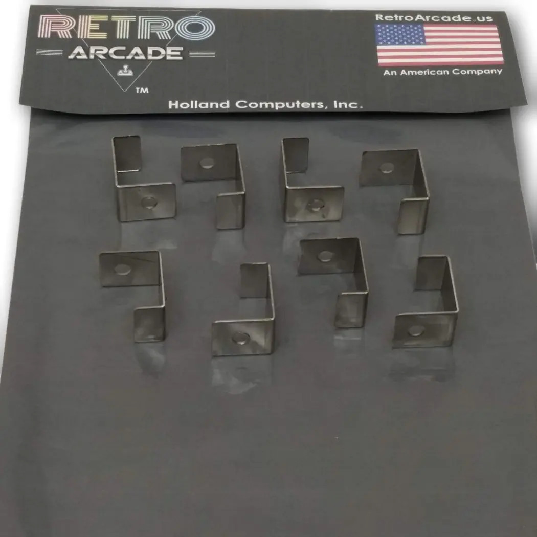 Arcade Cocktail Game Glass Stainless Stainless Steel Hold-Down Clips Set of 8
