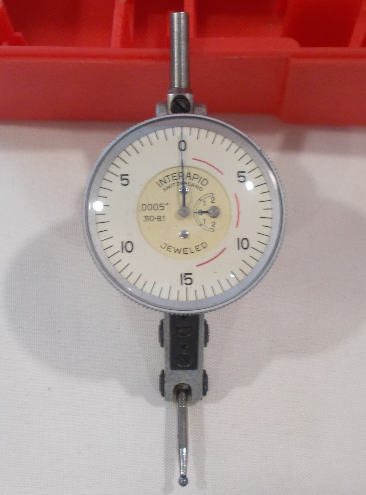 VGC VINTAGE INTERAPID 310B-1  TEST INDICATOR,  w/ BOX , 0-15-0,  .0005", .060