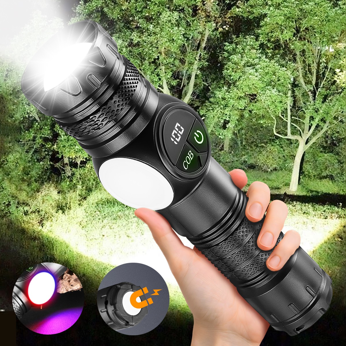 Super Bright LED Flashlight Rechargeable Lightweight Magnetic LED Work Lights