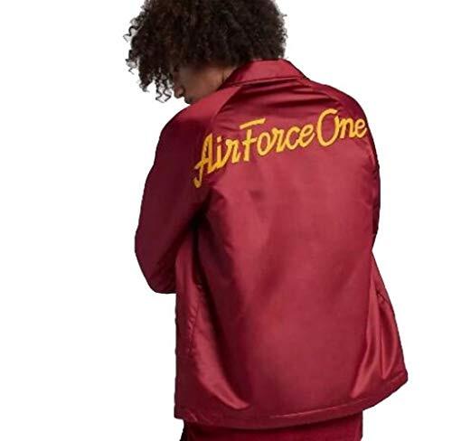 Nike Sportswear AF1 Satin Varsity Jacket Maroon Gold AH8515 677