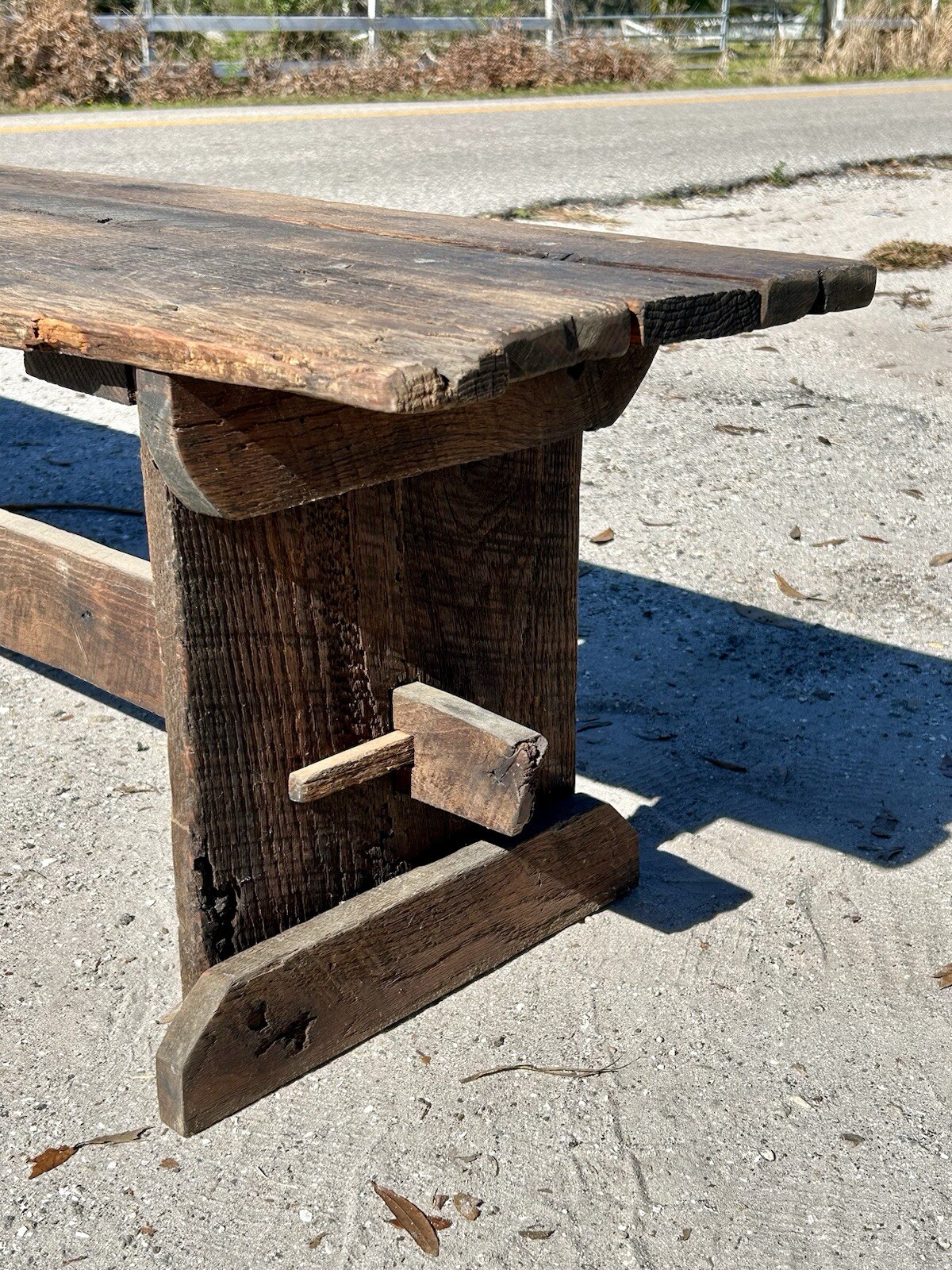 Rustic Barn-Wood Ash Harvest Bench