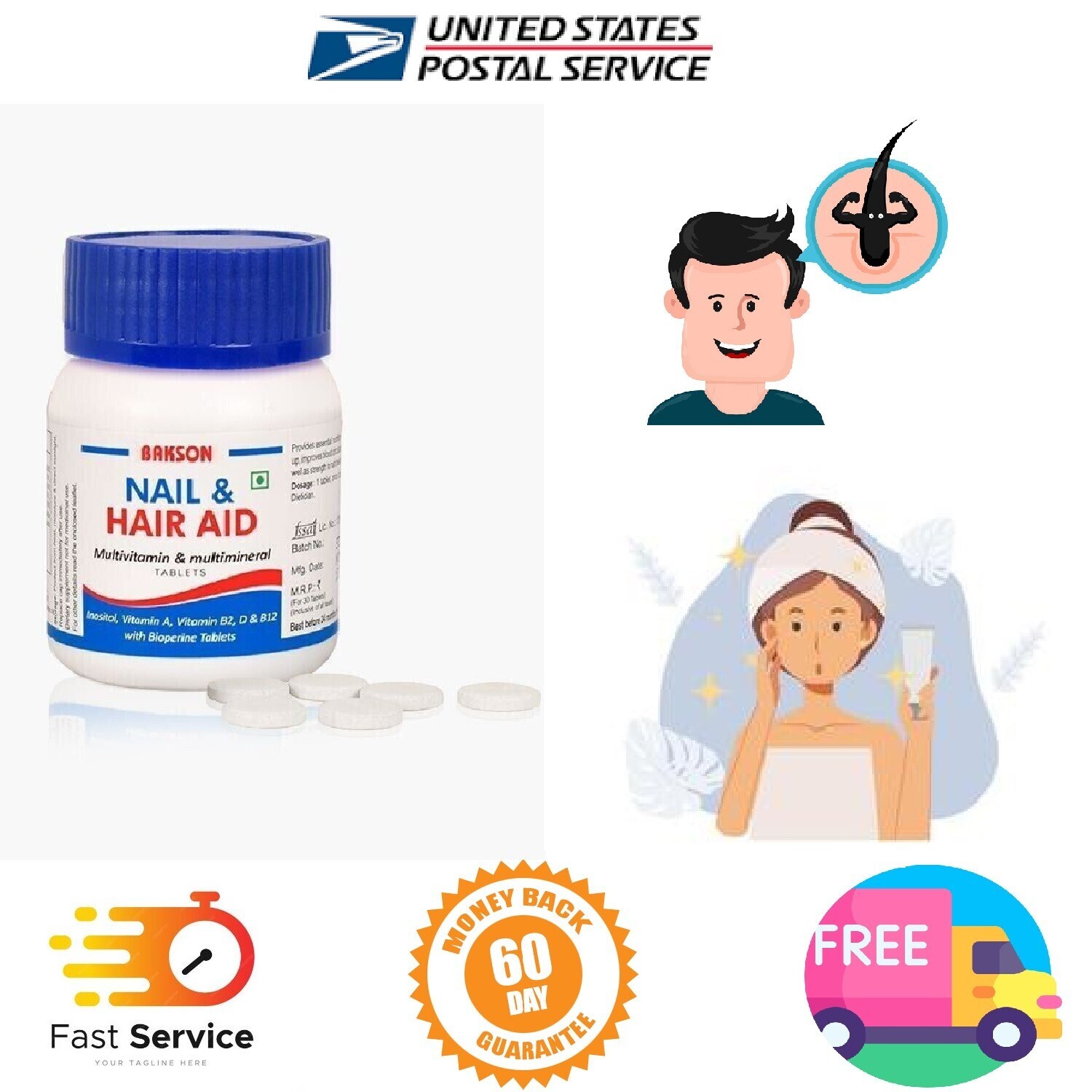 Bakson Homeopathy Hair & Nail (30 Tablets)  tone & strengthening hair & nails