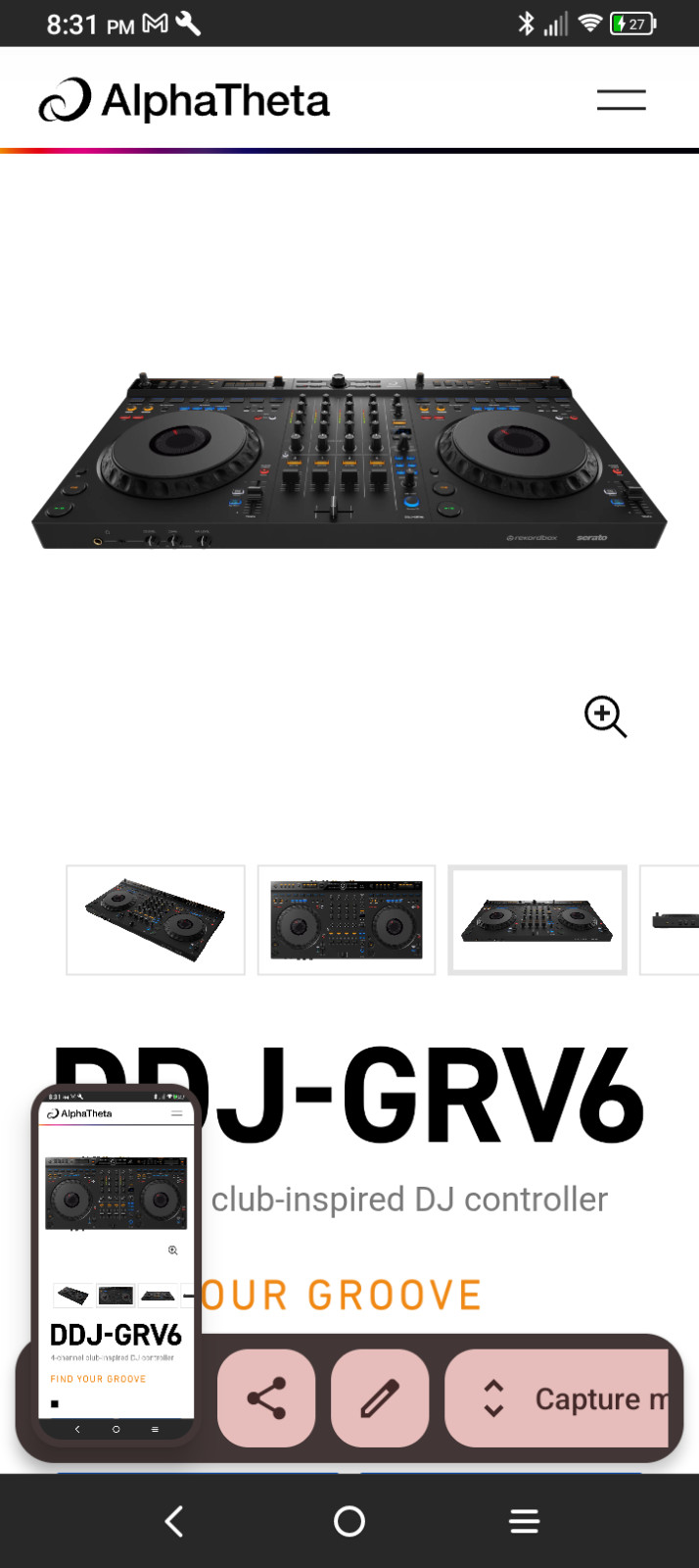 AlphaTheta DDJ‑GRV6 4‑Channel DJ Controller — Groove Circuit Live Remixing, Club