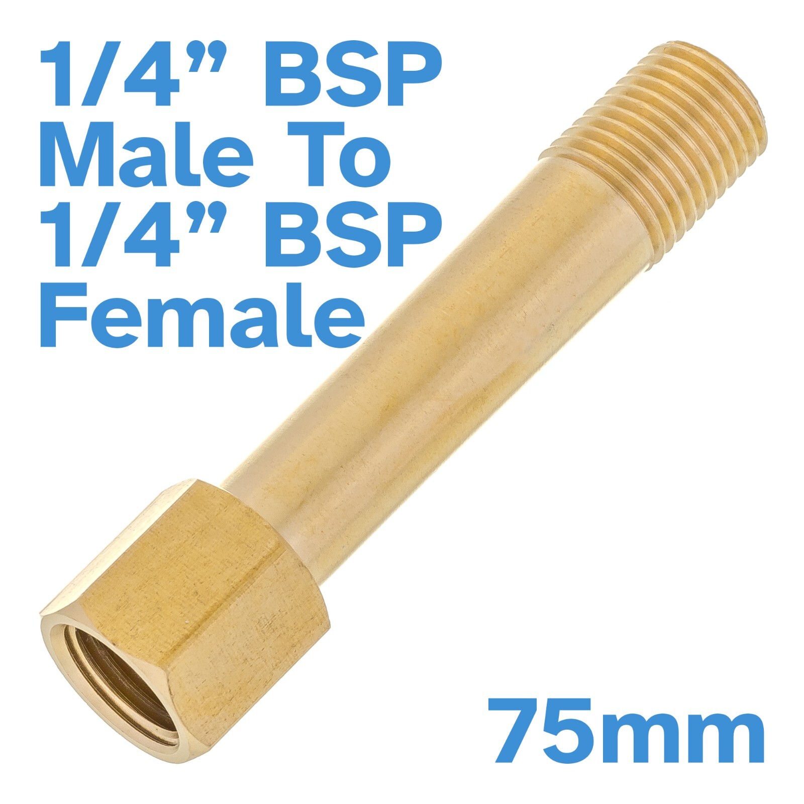 75mm 1/4" BSP Male To Female Thread Brass Pipe Extension Fitting Connector