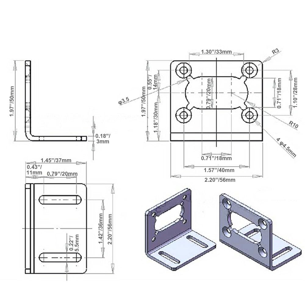 Bringsmart 370 Mounting Bracket with Screw Worm Single-side Bracket, Black