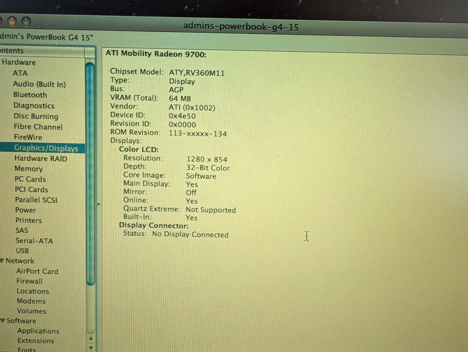 PowerBoot G4 1.33 GHz A1095 - Tested Working, Yellow screen