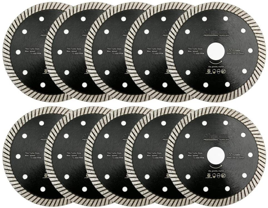 SHDIATOOL Super Thin Diamond Turbo Blade 10PCS 5 Inch Cutting Porcelain Ceramic