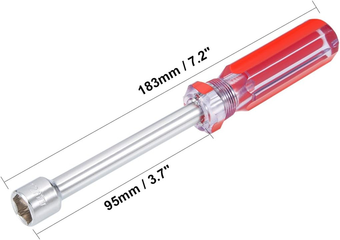 Non-Magnetic 12mm Nut Driver Red Coded Handle with 3.7 Inch Shaft