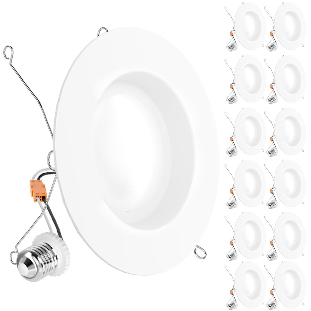 Sunco 12 Pack 6 Inch LED Can Lights, Retrofit 6 - 5000K, 5000K Daylight
