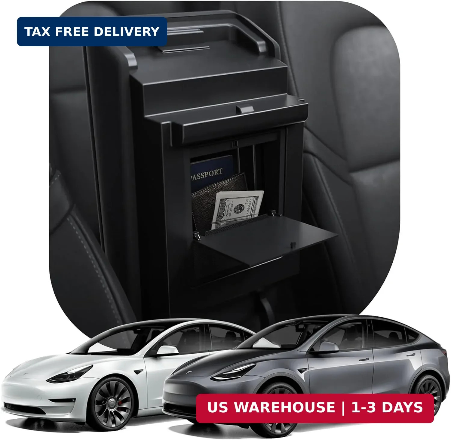 Spigen One-Tap Hidden Storage Box for Tesla Model Y (2020-2024) & Model 3 (2017-