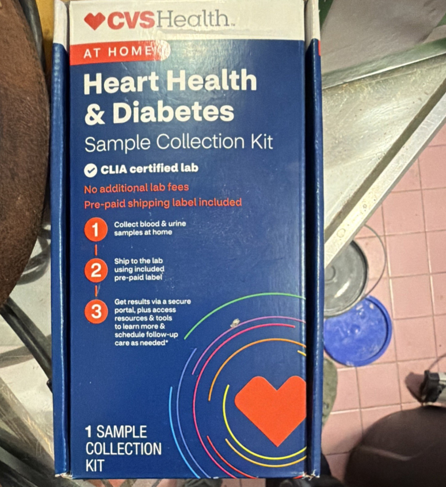 CVS Health Heart & Diabetes Sample Kit, CLIA Certified, Blood/Urine, Exp 2027