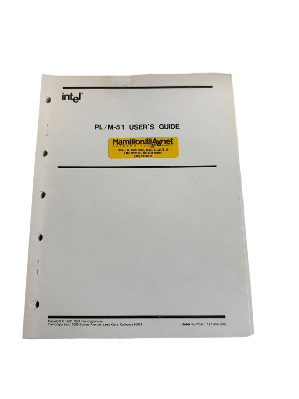 VTG Original 1983 Intel PL/M-51 User's Guield Manual (Set 2)