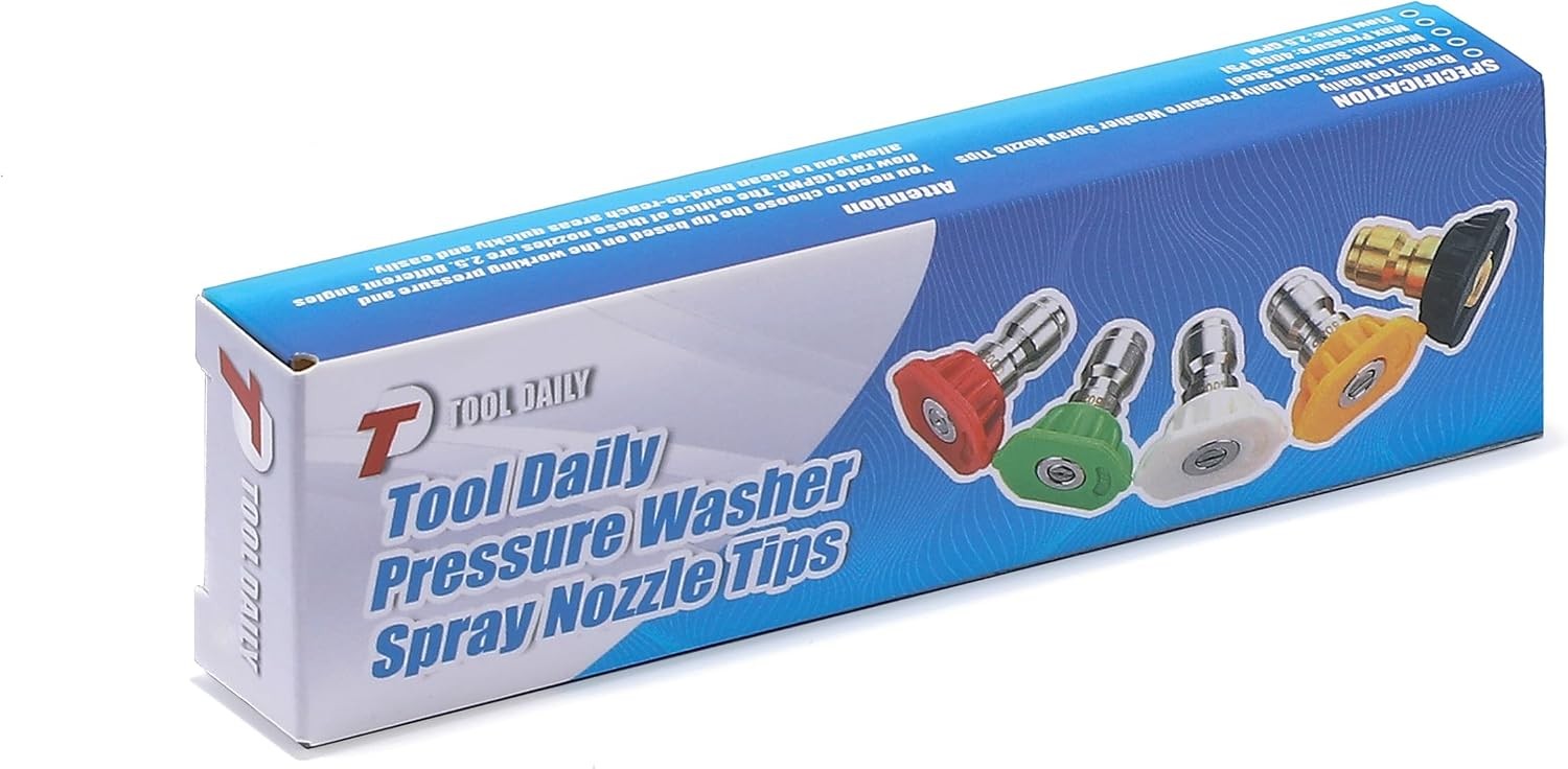 Tool Daily Pressure Washer Spray Nozzle Tips Multiple Degrees 1/4 inch 5 Pack