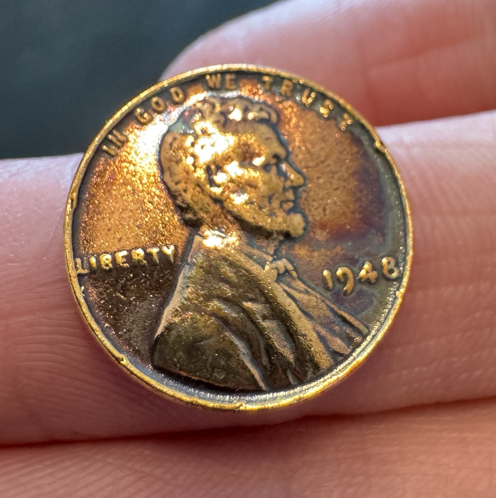 1948 - P Lincoln Wheat Cent (VF) Blue & Purple Toning