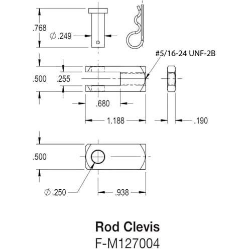 1PC FABCO-AIR F-M127004 (ROD CLEVIS) Rod Clevis, F-series cylinder accessor