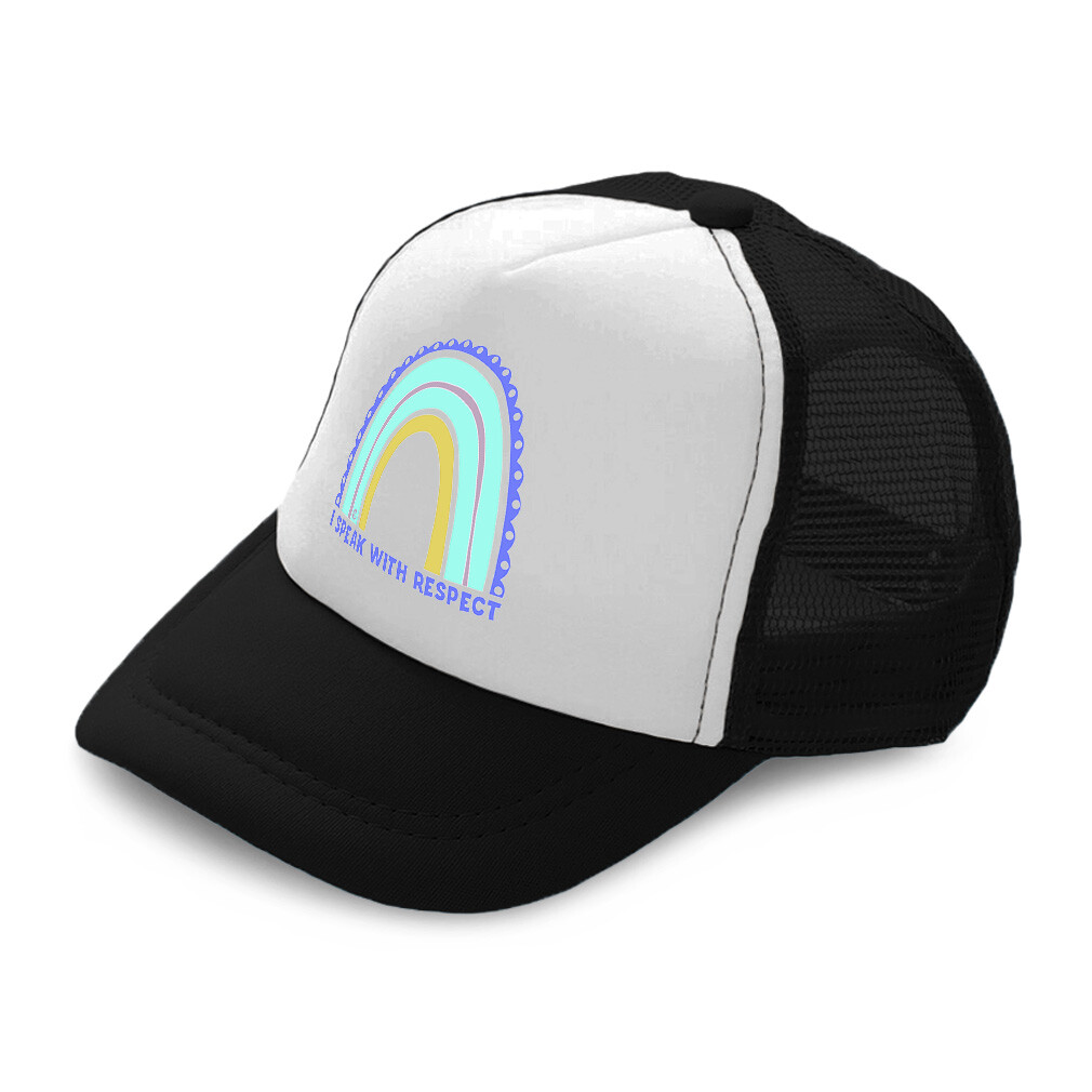 Kids Trucker Hat I Speak with Respect Rainbow Polyester Boys Caps & Girls Caps