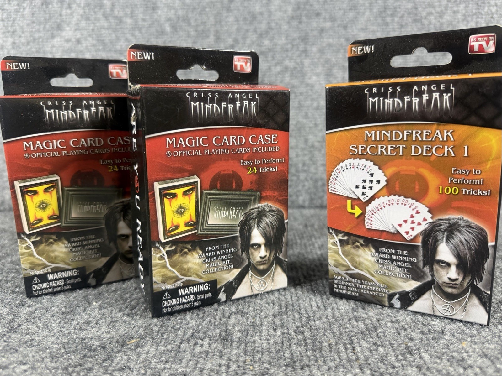 Criss Angel Mindfreak Magic Card Trick Lot Sealed Secret Deck 1 + 2 Card Cases
