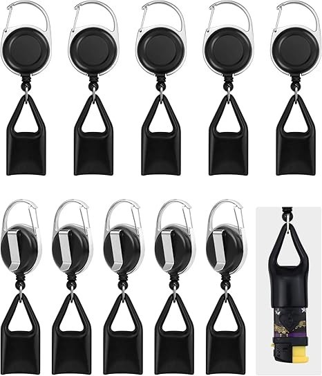 10 Pcs Retractable Lighter Clip Holder Keychain Lighter Leash with Clip (Black)