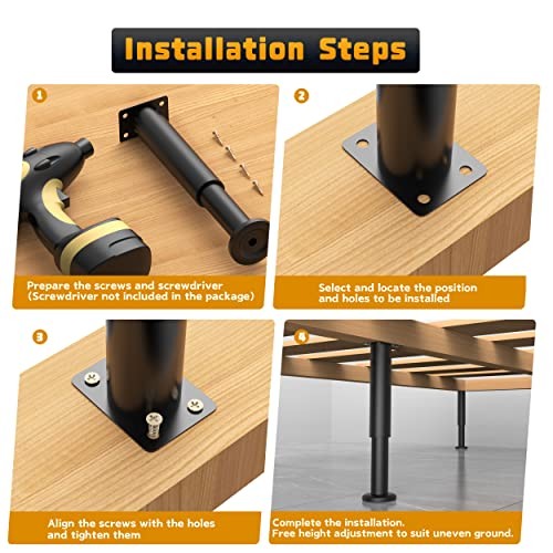 6 Pcs Adjustable Height Bed Support Legs for Bed 7.08-12.2 inch (6pcs)