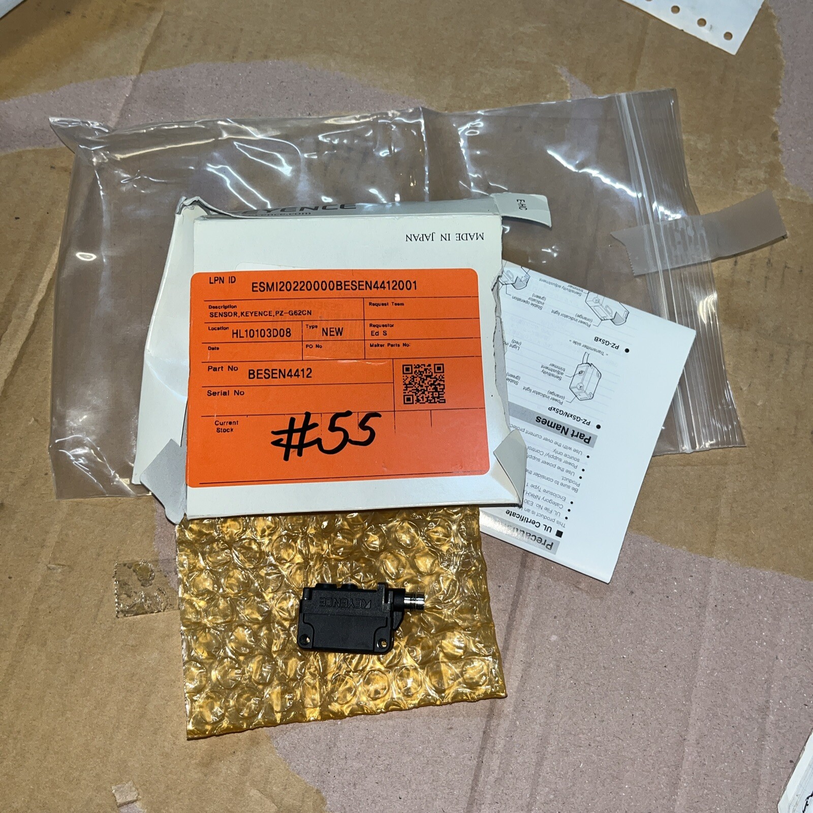 Keyence Sensor, #PZ-G62CN, Same Day Shipping, New Open Box, LG-1211
