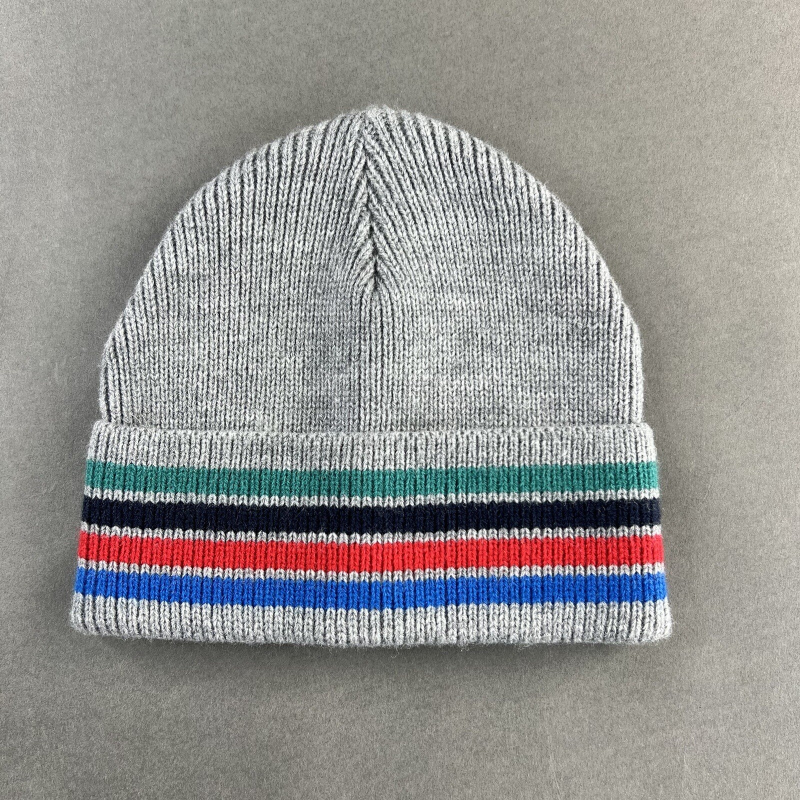 Old Navy Skully Hat Large Gray Youth Kids Acrylic Beanie Striped Used Casual #55