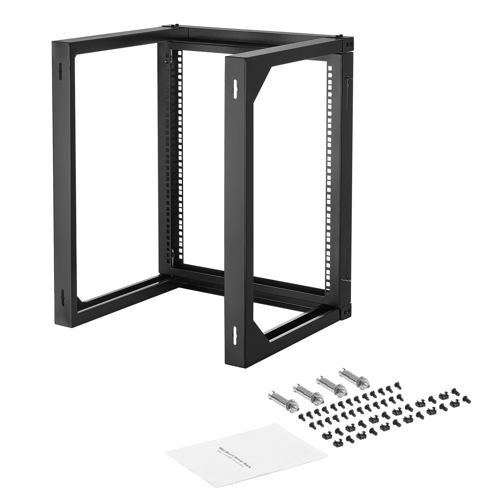 Uimoso 12U Wall-Mounted Open Frame Server Rack, 150 lbs Capacity, 180° Rotation