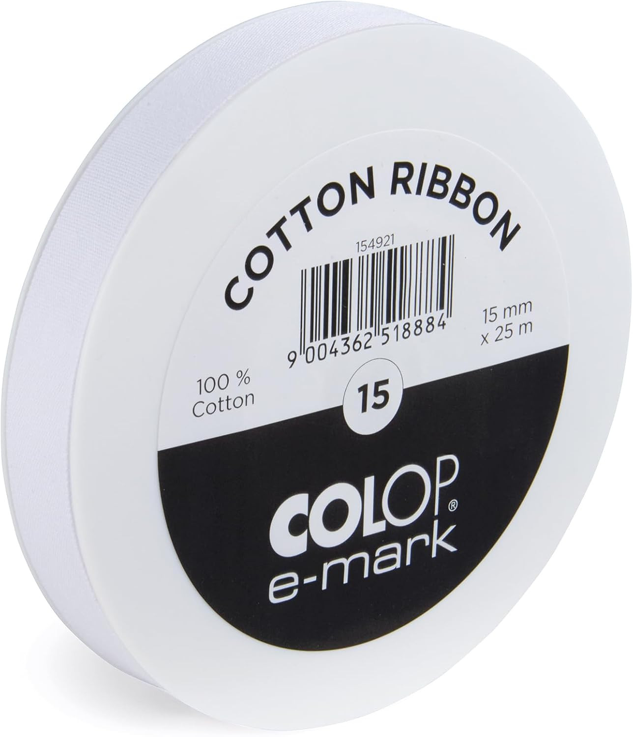 E-Mark Printable Ribbon, 82 Ft, White, 15Mm Wide | Customizable Ribbon for Digit