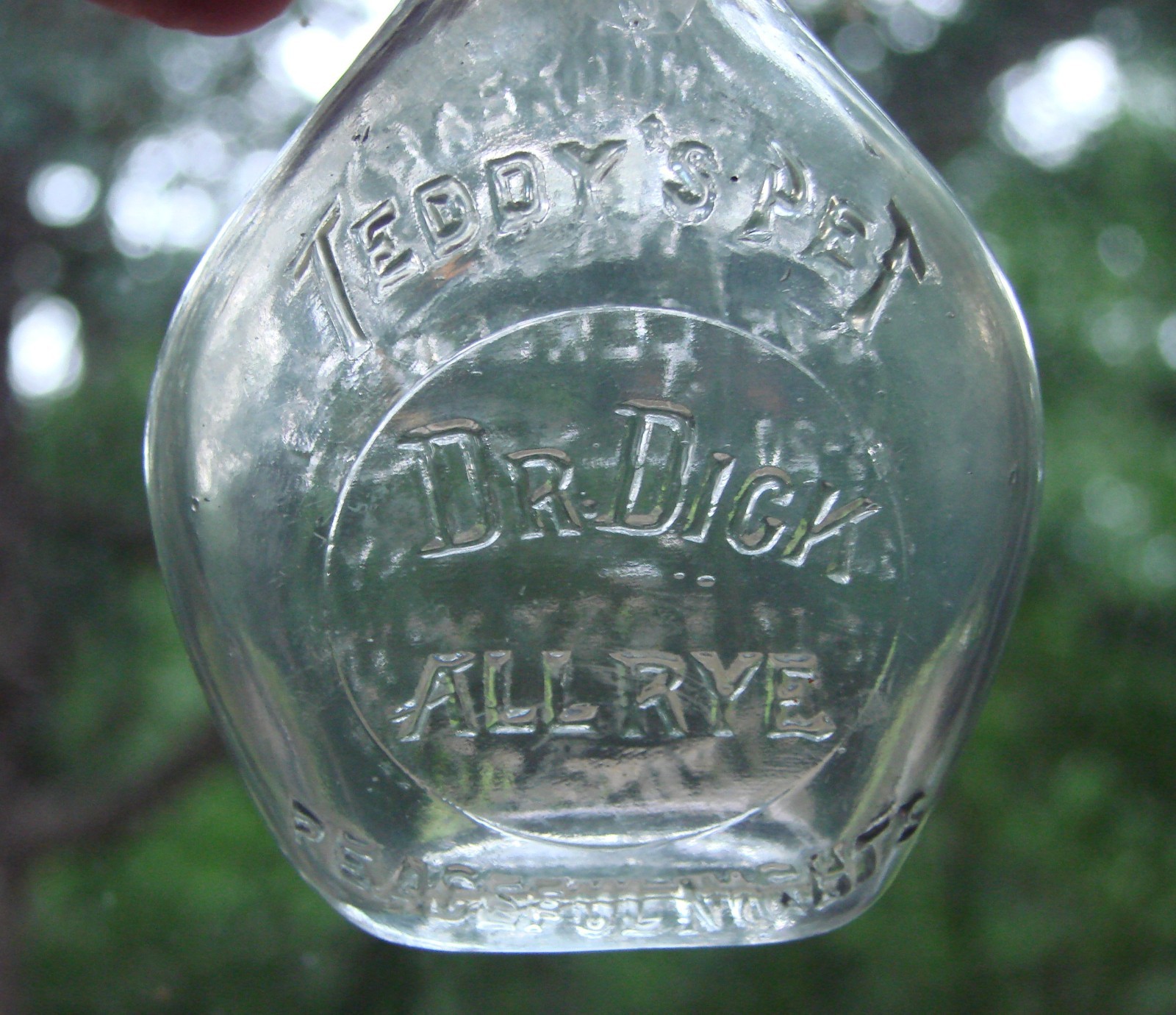 Teddy's Pet Nurser Bottle Dr. Dick's All Rye Teddy Roosevelt Campaign Novelty