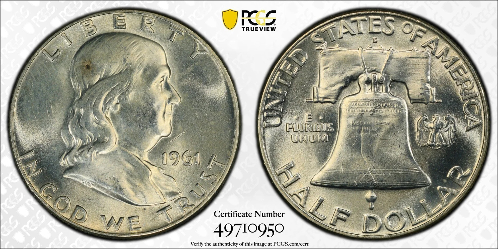 1961-D Franklin Half Dollar PCGS MS64
