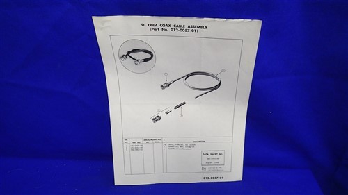 TEKTRONIX 50 Ohm COAX CABLE ASSEMBLY 012-0057-01 DATA SHEET 062-0783-00 1966