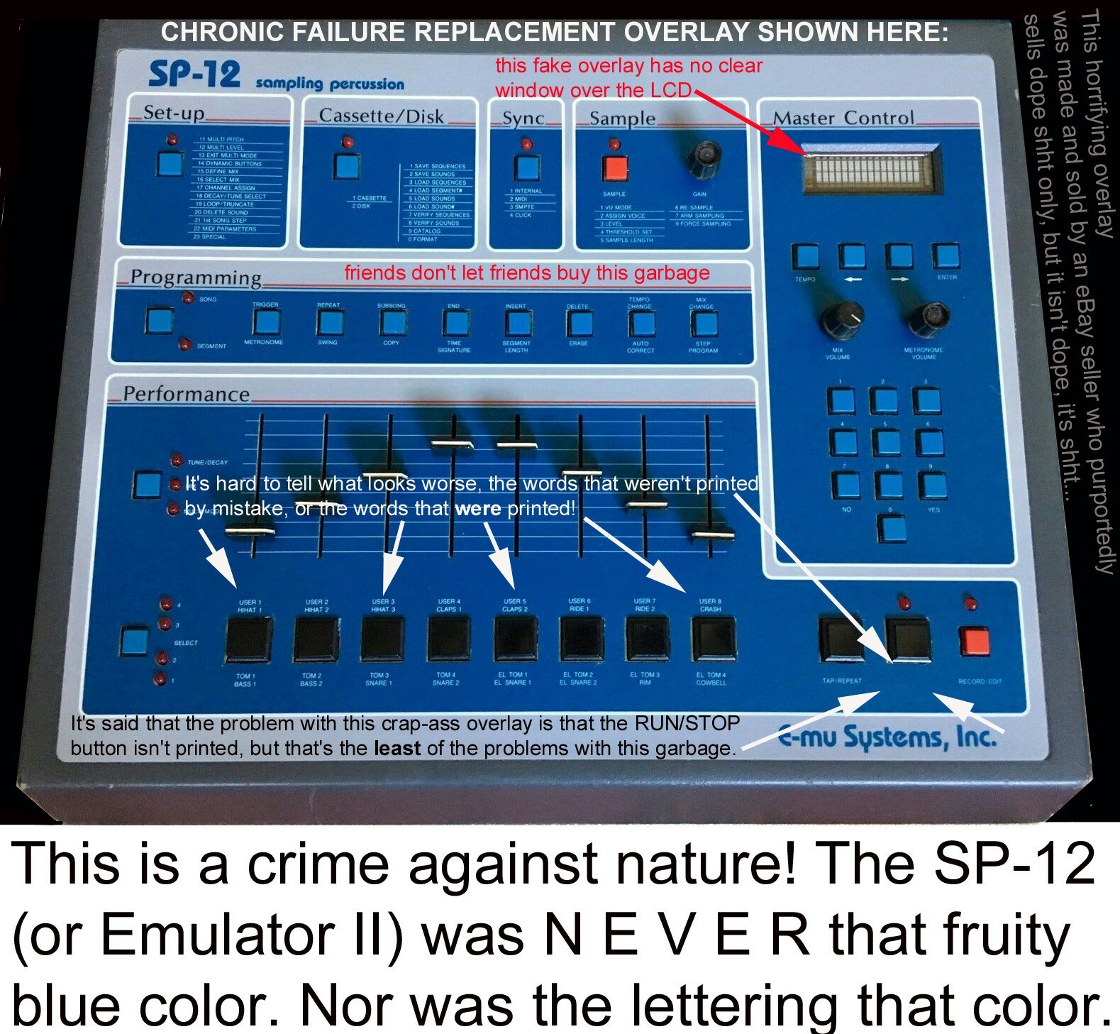 Full Set: SP-12 Replacement Faceplate + Jackplate Overlays for E-mu SP12 - NEW!