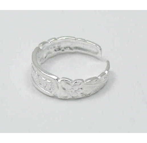 SILVER "HAWAII" PLUMERIA FLOWER SCROLL TOE RING