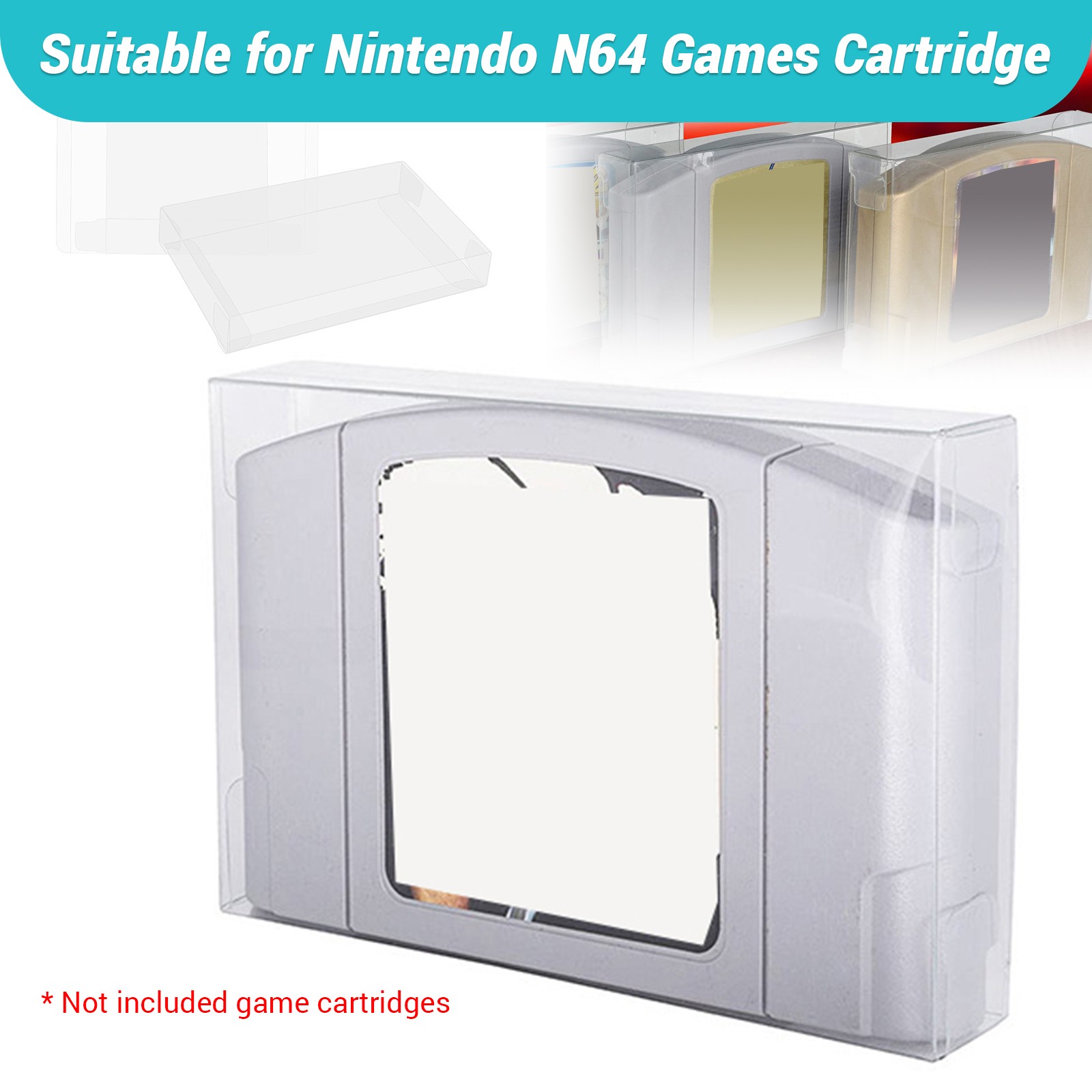 5-30Pcs Clear Case Sleeve Protector for Nintendo N64 Games Cartridge Storage Box