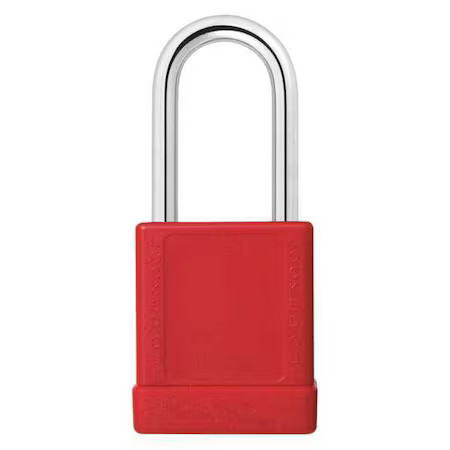 Zoro Select 48Jr83 Lockout Padlock, Keyed Different, Aluminum, Red, 1 1/2 In,