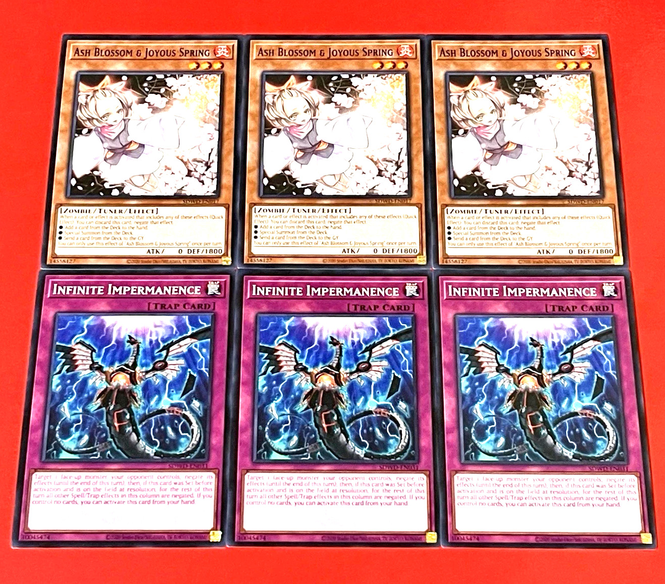 3x Infinite Impermanence + 3x Ash Blossom & Joyous Spring L5DD/L26D | YuGiOh!