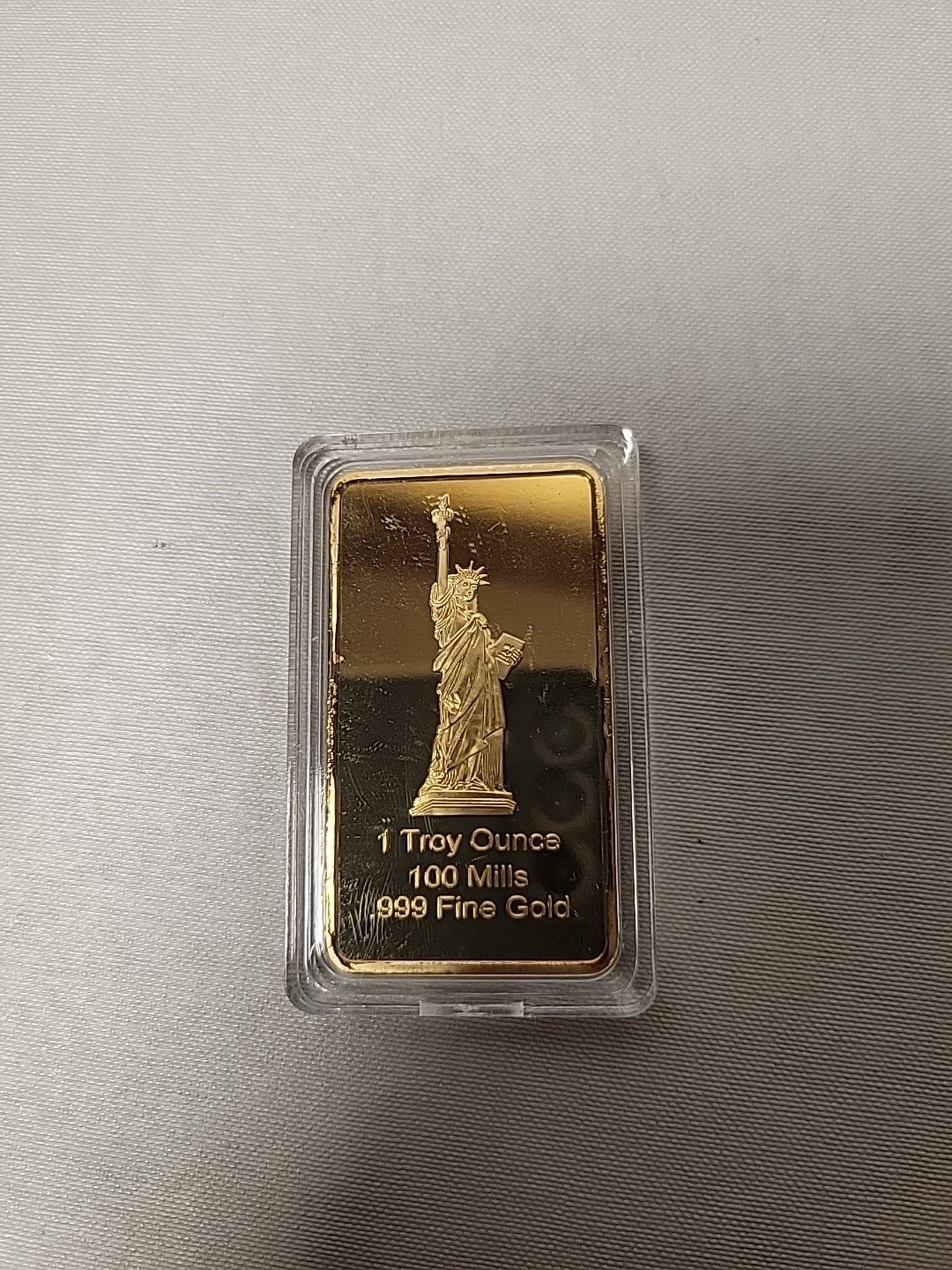 1oz Gold Clad Bar - 100 Mills Plated  Statue of Liberty Commemorative Block