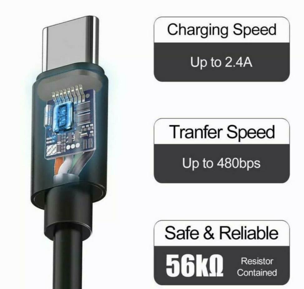 2-PACK Fast Charger USB Type C Cable For Xbox Series X S/PS5 Controller /Switch