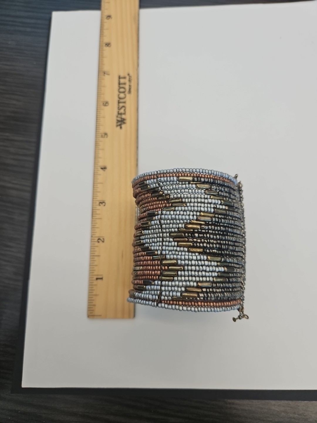 Woven Wire Bead Cuff Bracelet Earthtone Colors