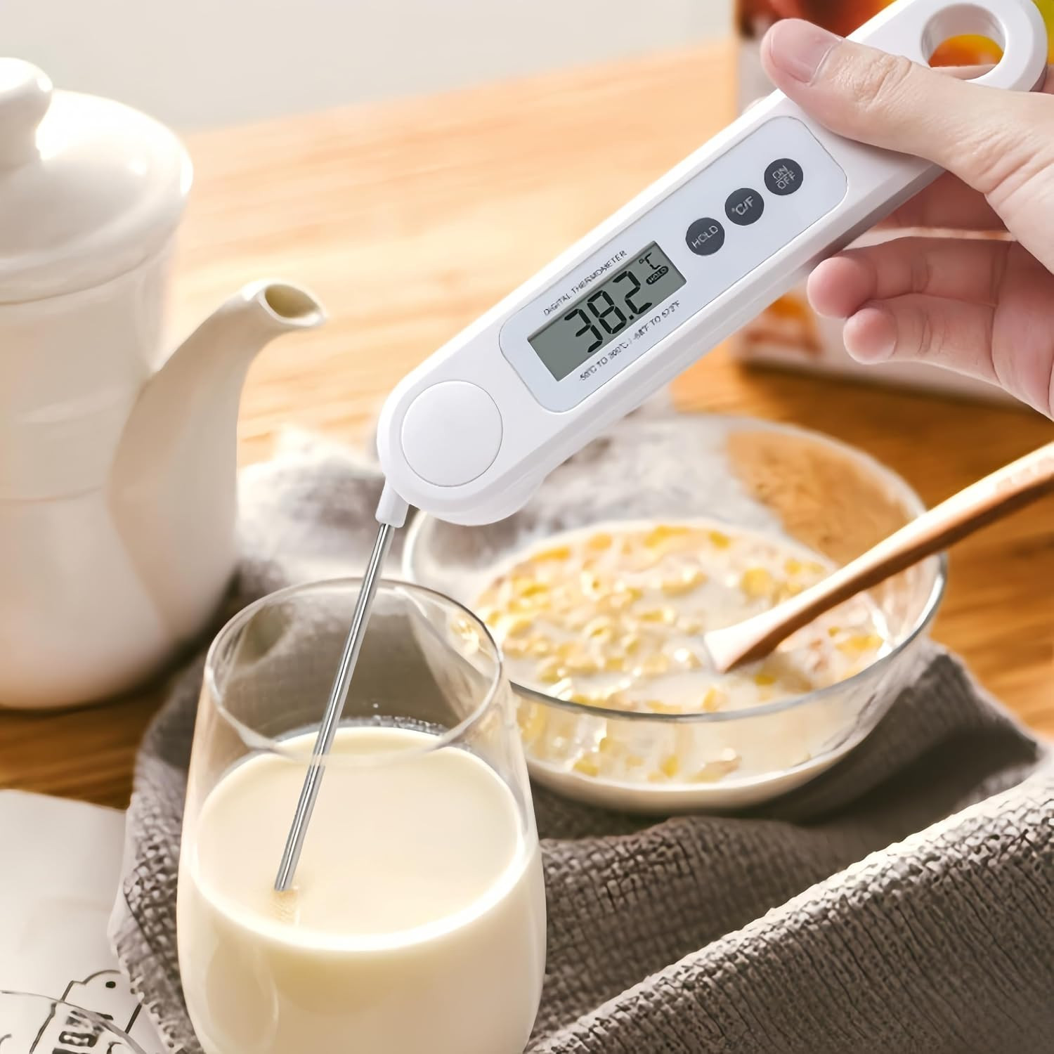 Instant Reading Food Thermometer with Foldable Probe - High Precision Digital Th