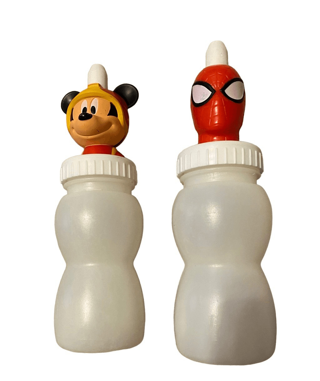 Lot of 2 Cartoon Bottles Spider-Man Mickey Mouse Disney Marvel