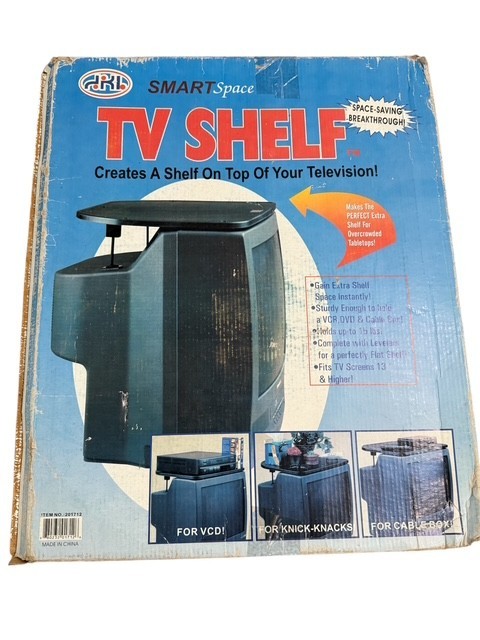 Vintage TV Monitor Top Shelf Smart Space Saver Rare Great For VCR 201712 NIB NOS