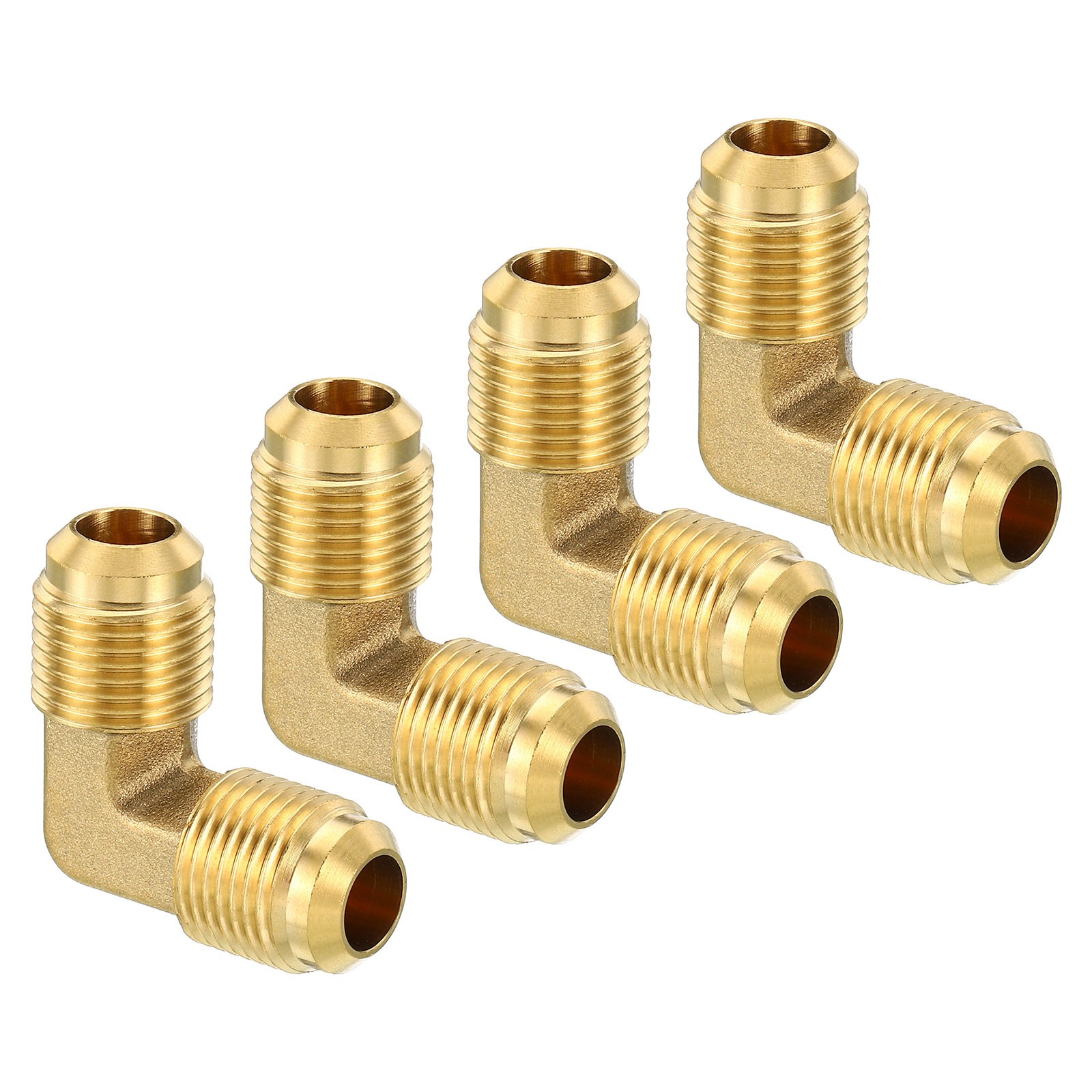 3/8" x 3/8" Brass Fitting, 4 Pack Flare 90 Degree Elbow Tube Fitting