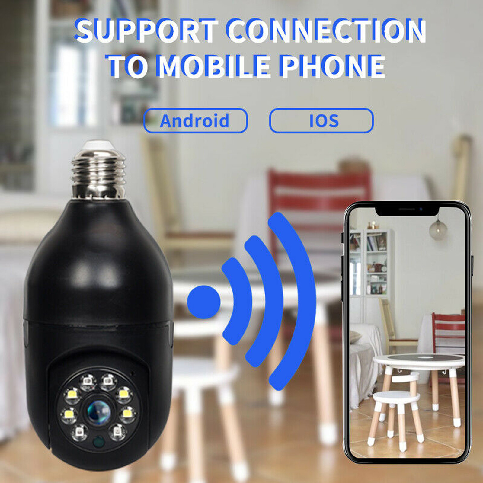 360° 1080P IP E27 Light Bulb Camera Wi-Fi IR Night Smart Home Wireless Security