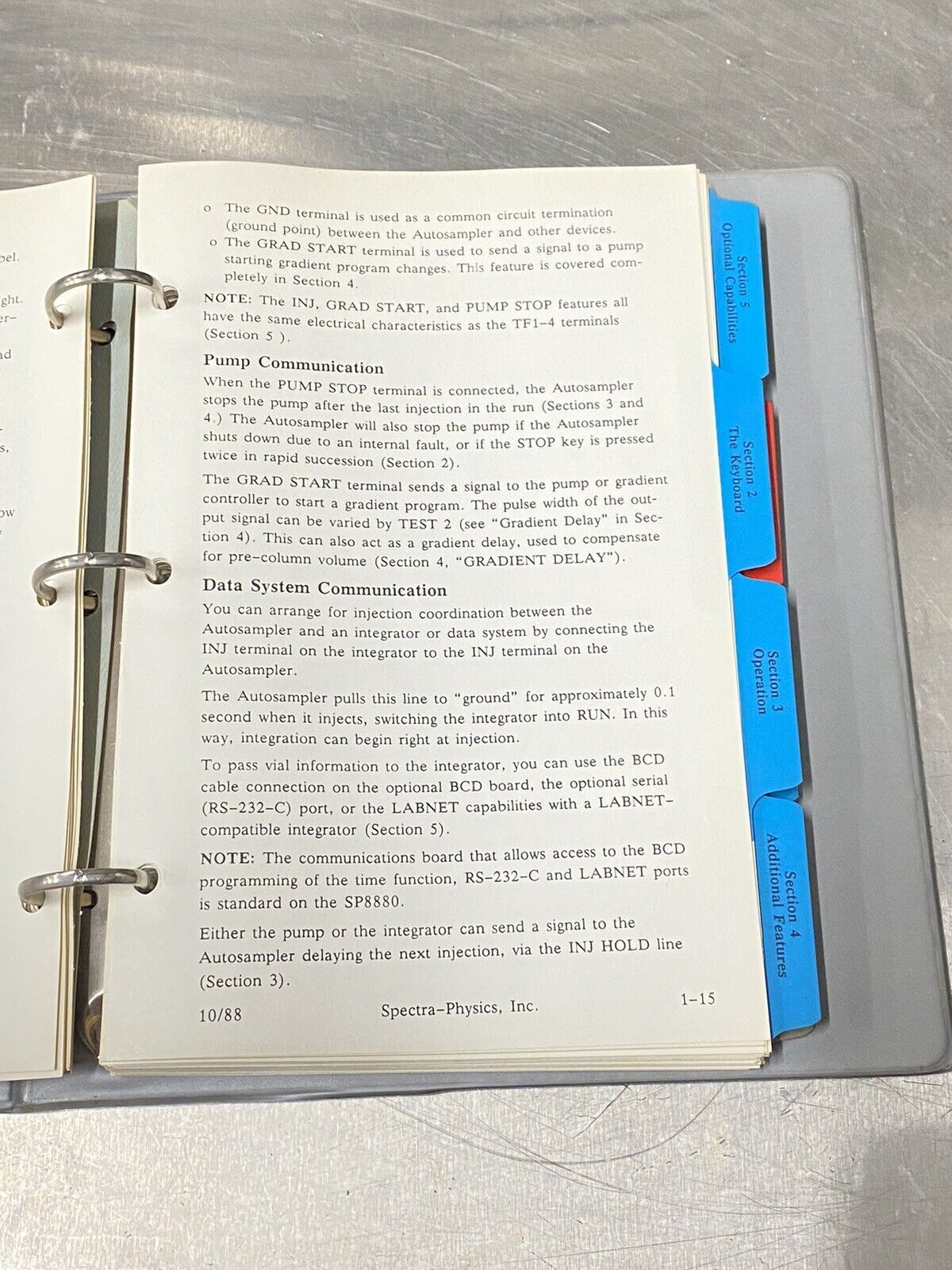 Spectra-Physics SP 8880 8875 Autosampler - Users Guide / Instruction Manual