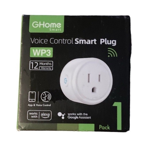 GHome Smart Voice Control Wi-Fi Plug WP3 Alexa Google Assistant Type B White