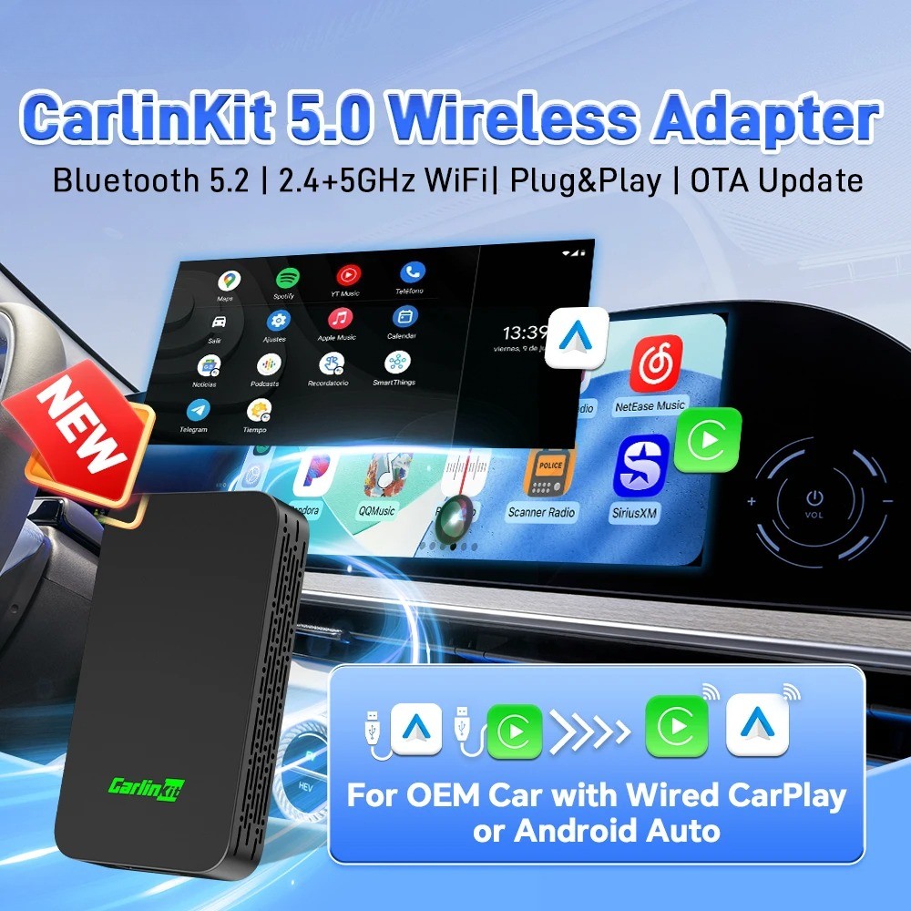 C2air CarlinKit 5 CarPlay & Android Auto Wired-to-Wireless Adapter